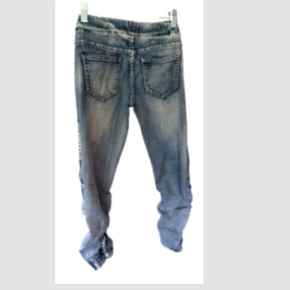 Biker Jogger Jeans Adult Sz 6 Ruching Zipper Detail Pull-On Elastic Hem Grunge - Picture 6 of 9